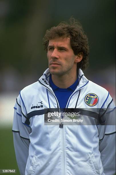 Portrait of Franco Baresi of Italy before the European Championship qualifying match against Portugal. Italy won the match 1-0. \ Mandatory Credit:...