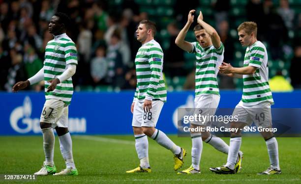 V BENFICA.CELTIC PARK - GLASGOW.The Celtic players walk off the pitch after securing only a point at home to Benfica