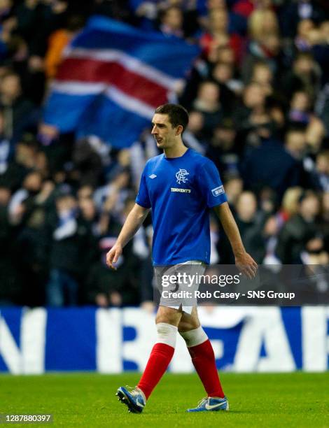 V ANNAN ATHLETIC.IBROX - GLASGOW.Rangers defender Lee Wallace makes the long walk back to the dressing room after a second-half red card