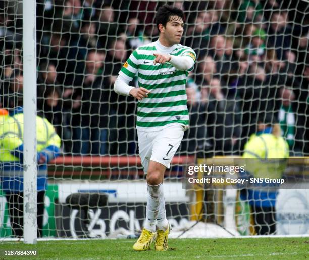 V CELTIC.TULLOCH CALEDONIAN STADIUM - INVERNESS.Miku celebrates after scoring Celtic's third goal of the game