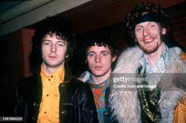 The members of the English supergroup Cream, English guitarist, singer, and songwriter Eric Clapton, Scottish bass player, singer and songwriter Jack...