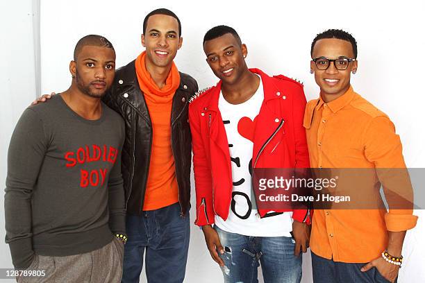 Gill, Marvin Humes, OritsT Williams and Aston Merrygold of JLS pose for a portrait backstage at the 'Michael Forever' concert to remember the late...