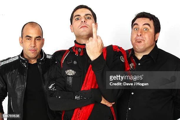Mike Cosgrove, Dryden Mitchell and Tye Zamora of Alien Ant Farm pose for a portrait backstage at the 'Michael Forever' concert to remember the late...