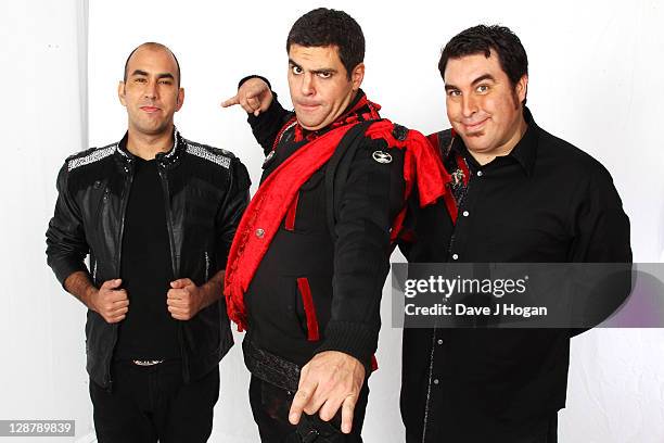 Mike Cosgrove, Dryden Mitchell and Tye Zamora of Alien Ant Farm pose for a portrait backstage at the 'Michael Forever' concert to remember the late...