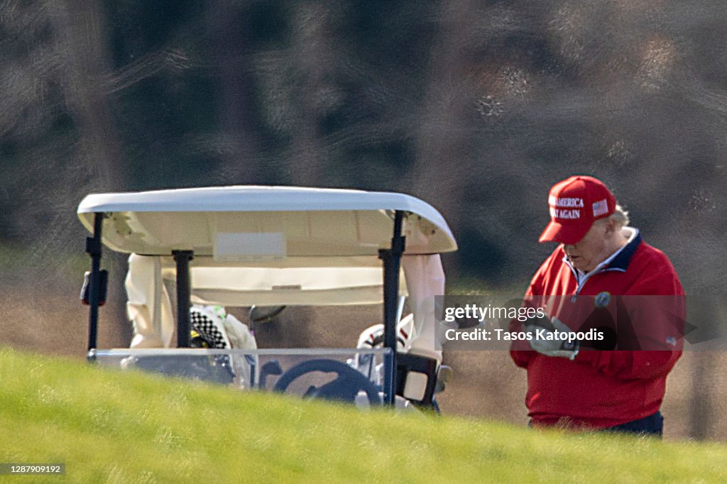 President Trump Golfs In Sterling, Virginia On Thanksgiving Day