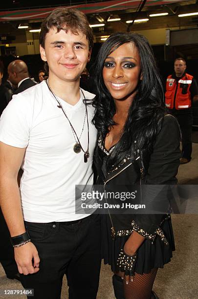 Prince Jackson and Alexandra Burke backstage at the 'Michael Forever' concert to remember the late Michael Jackson at The Millenium Stadium on...