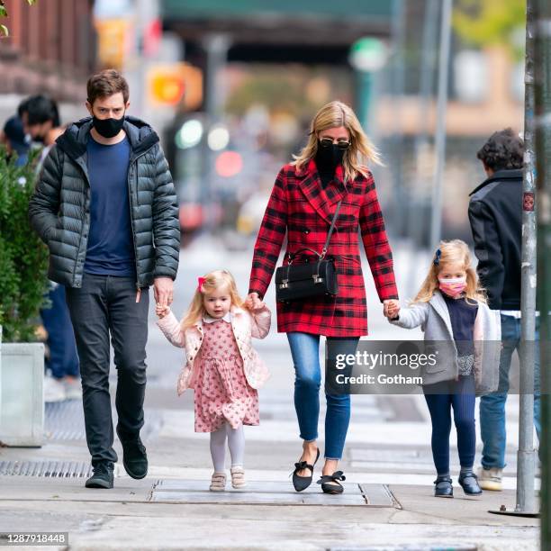 James Rothschild and Nicky Hilton with their daughters Teddy Rothschild and Lily-Grace Rothschild in SoHo on November 26, 2020 in New York City.