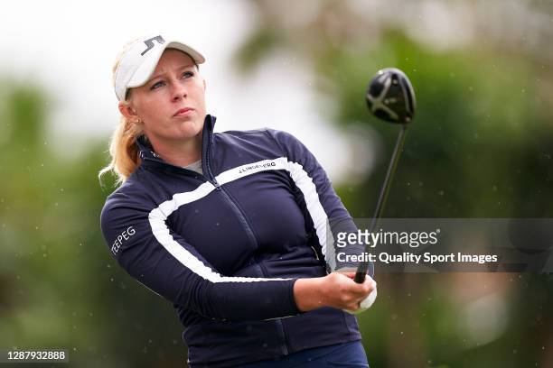 Cloe Frankish of England tees off during Day One of the Andalucia Costa del Sol Open de Espana Femenino at Real Club Golf Guadalmina on November 26,...
