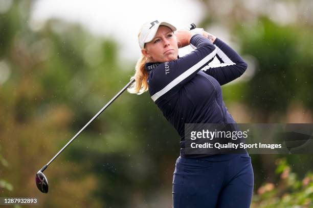 Cloe Frankish of England tees off during Day One of the Andalucia Costa del Sol Open de Espana Femenino at Real Club Golf Guadalmina on November 26,...