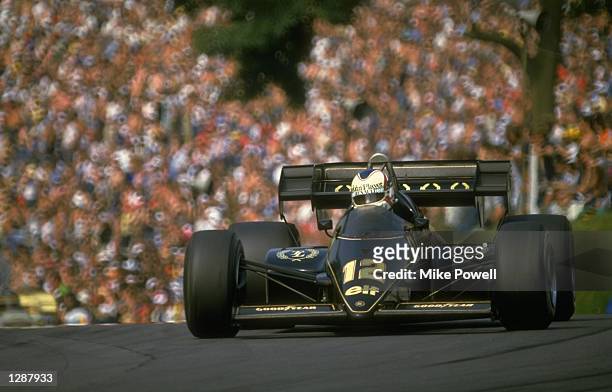 Nigel Mansell of Great Britain in action in his Lotus Renault during the British Grand Prix at the Brands Hatch circuit in England. Mansell retired...