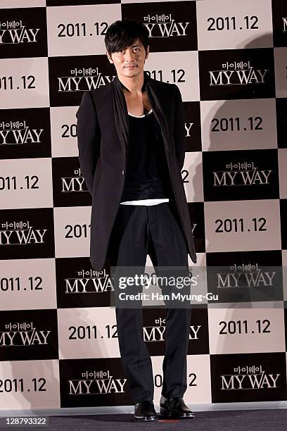 Actor Jang Dong-Gun attend at the press conference of the 'My Way' during the 16th Busan International Film Festival at Shinsegae CGV theater on...