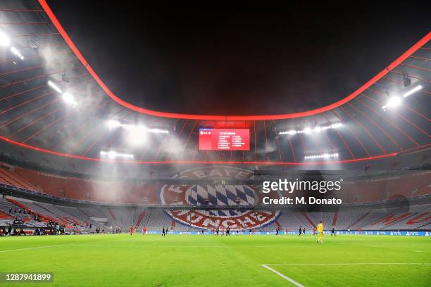 General view of the pitch during the UEFA Champions League Group A stage match between FC Bayern Muenchen and RB Salzburg at Allianz Arena on...