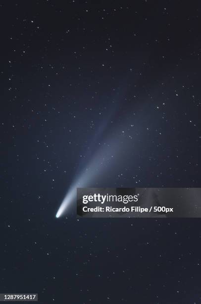 low angle view of stars in sky at night,portugal - comet stock-fotos und bilder