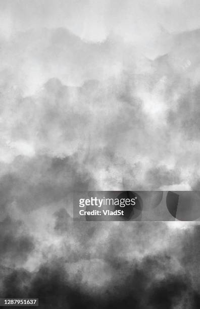 ilustrações de stock, clip art, desenhos animados e ícones de air pollution smoke gray clouds watercolor grunge abstract background with copy space - nublado