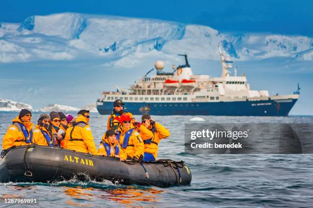 people on antarctica ship expedition - antarctica people stock pictures, royalty-free photos & images