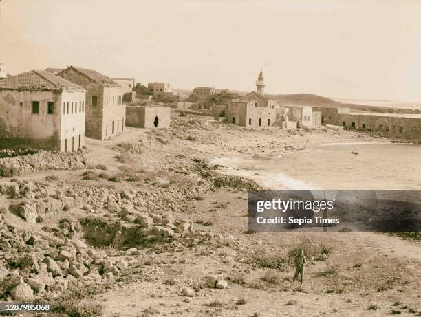 Caesarea. El-Kaisarieh. Showing the village and bay. 1920, Israel, Caesarea.