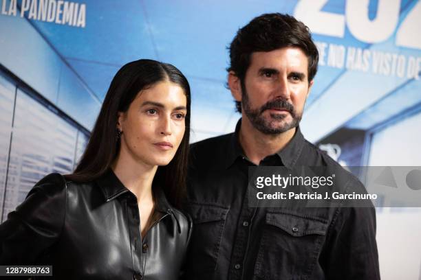 Nerea Barros and Hernán Zin attend the premiere of the documentary film "2020" at WiZink Center on November 26, 2020 in Madrid, Spain.