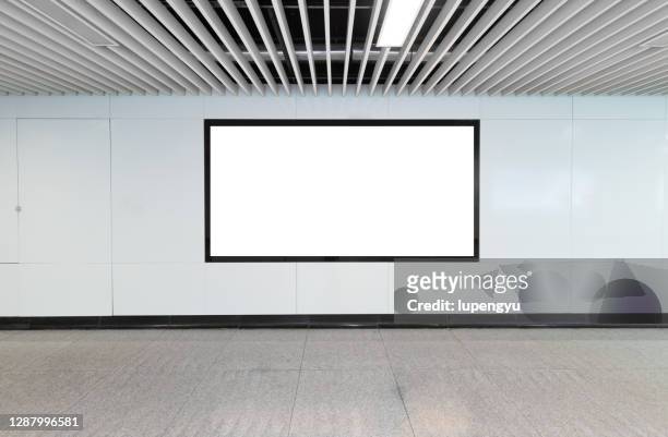 blank billboard on subway - airport mockup stock pictures, royalty-free photos & images