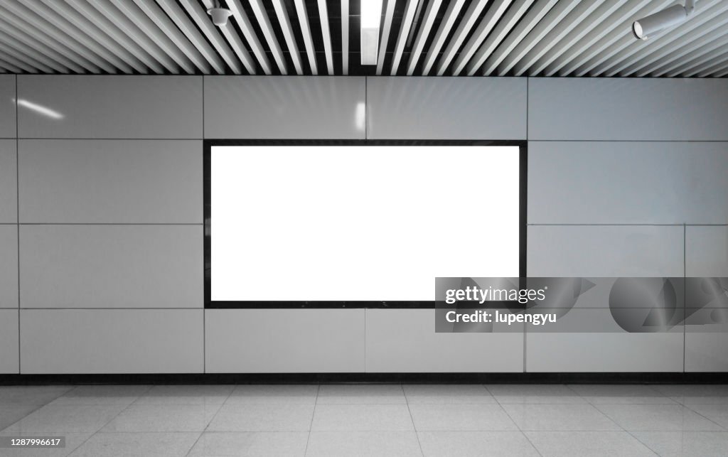 Blank billboard on subway