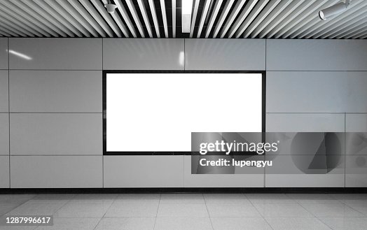 Blank billboard on subway Blank billboard on subway