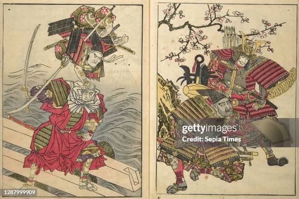Picture Book of the Warriors' Sandals , Japan, Edo period , Kitao Shigemasa Woodblock printed book; ink and color on paper, 10 7/16 × 7 1/16 in. ,...