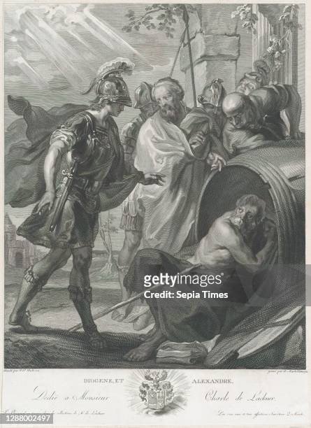 The meeting of Diogenes of Sinope and Alexander the Great, Quirin Mark , After Peter Paul Rubens Engraving, Sheet : 18 1/16 × 13 1/16 in. , Prints.