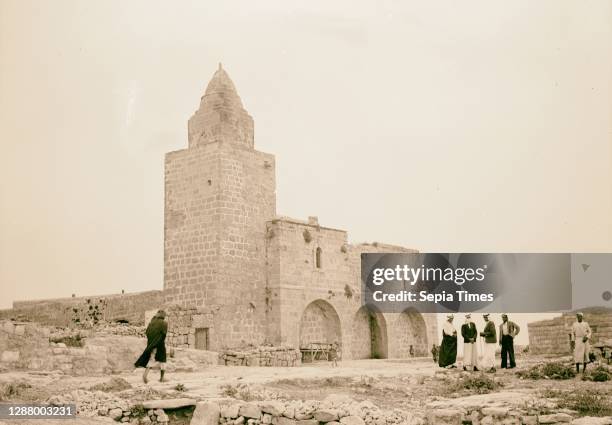 Halhul village at kilometer 30 on Hebron road Neby Yunis shrine, close up. 1940, West Bank, Ḥalḥūl, Middle East.