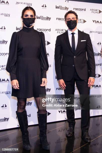 Spanish actors Elena Furiase and Félix Gómez attend the premiere of the film "Vampus Horror Tales" at Palacio de la Prensa on November 26, 2020 in...