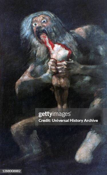 Saturn Devouring one of his Children', 1821-1823 Artist: Francisco Goya. Found in the collection of the Prado, Madrid, Spain. A Greco-Roman...
