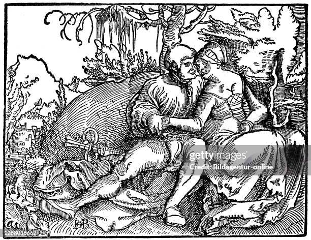 The sixth commandment, adultery, from the interpretation of the 10 commandments, Strasbourg, Johann Grueninger, 1516 / Das sechste Gebot, Ehebruch,...