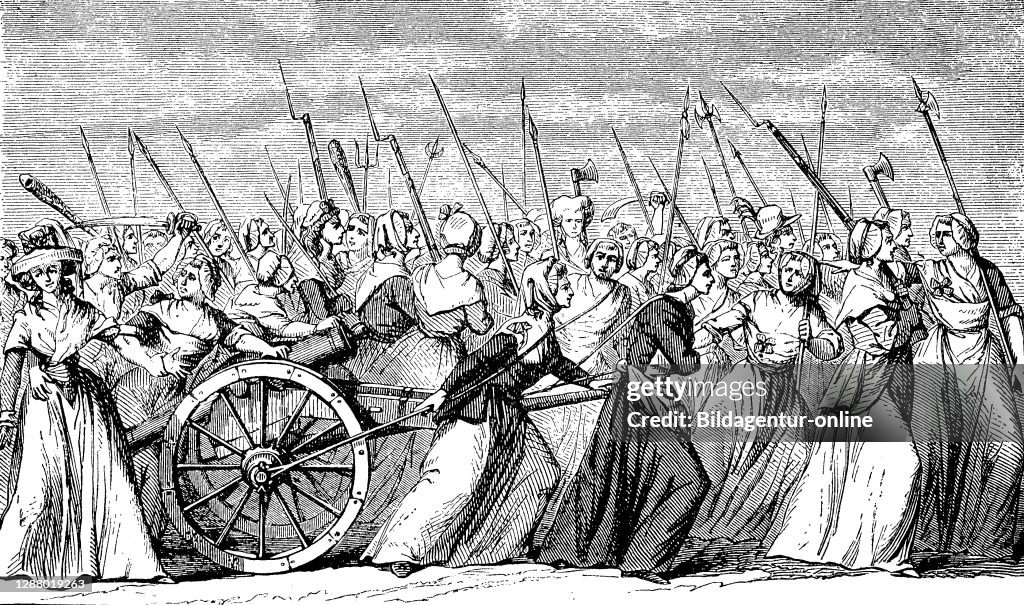 Train women to Versailles during the French Revolution in October 1789. On 5 October 1789 / Zug der Frauen nach Versailles während der Französischen Revolution im Oktober 1789