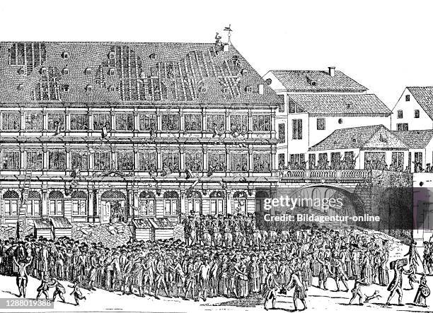 The turmoil in Strasbourg and the devastation of the town hall on July 19, 1789 France, French Revolution / Der Aufruhr in Straßburg und die...