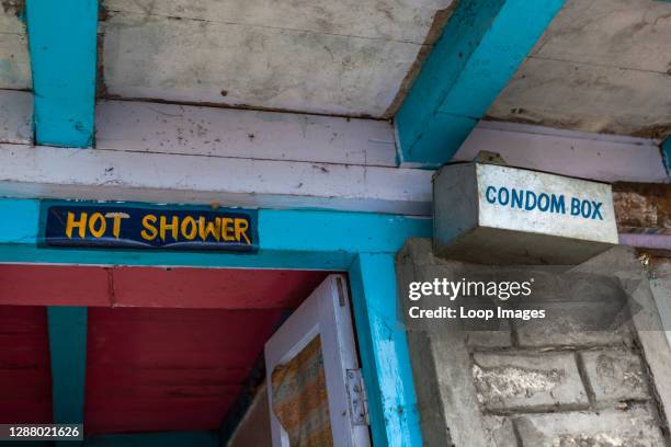 Condom box outside a shower block in Nepal.