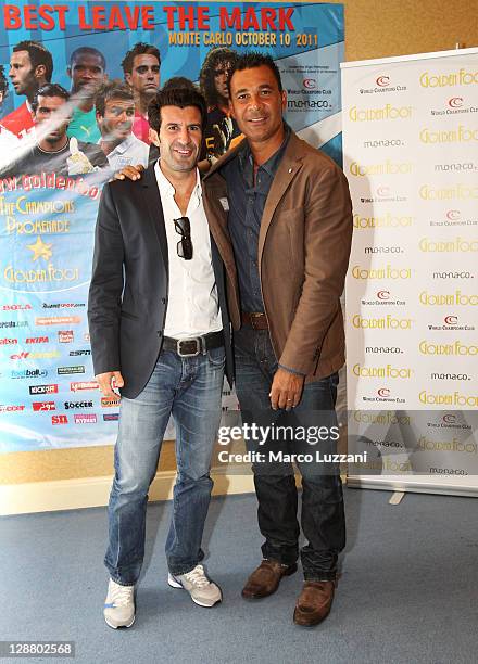 Luis Figo and Ruud Gullit attend the Golden Foot awards previews on October 9, 2011 in Monaco, Monaco.