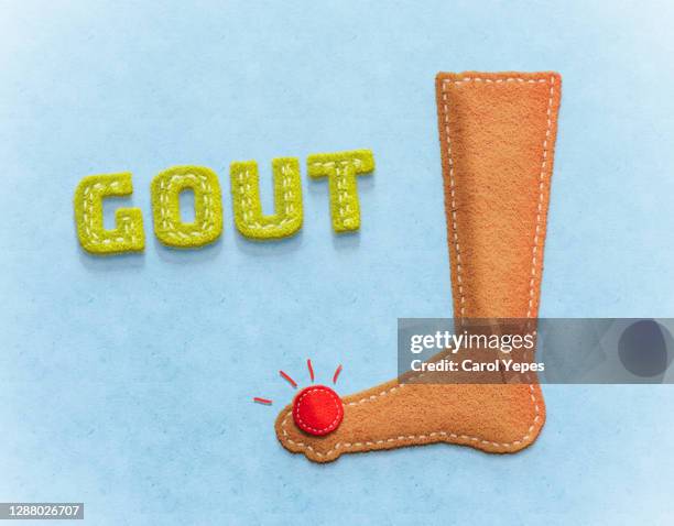 conceptual felt imagen of gout and uric acid leves - rheuma stock-fotos und bilder