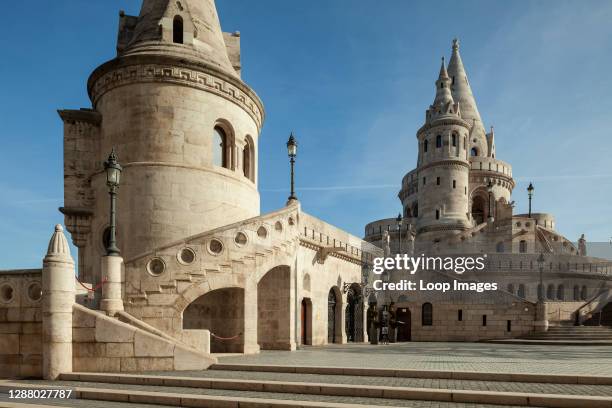 Morning at Fisherman's Bastion in the Castle District of Budapest.