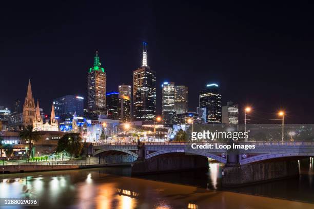 Melbourne night architecture and city landscape.