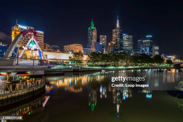 Melbourne night architecture and city landscape.