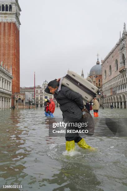 Piazza San Marco square during the high tide in Venice. November. Venice. Italy. Europe.