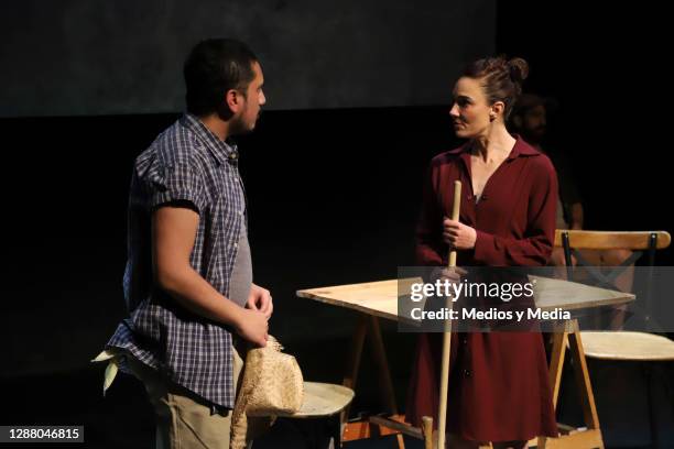 Eduardo Pueblo and Itari Marta perform during the media presentation of the play 'Cuando Calienta El Sol' at Foro Shakespeare on November 26, 2020 in...