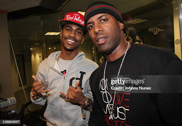 Recording artist Big Sean invades "The Whoolywood Shuffle" with host DJ Whoo Kid at SiriusXM Studio on October 8, 2011 in New York City.