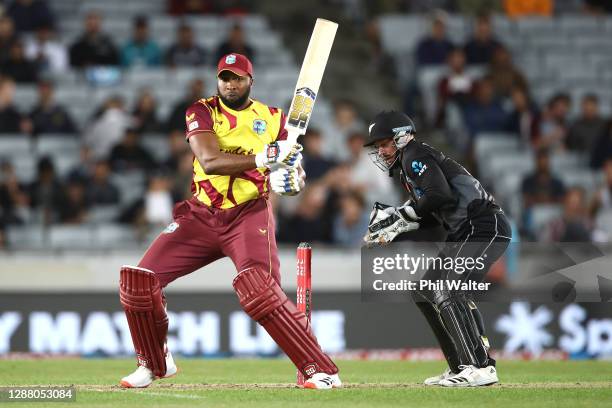 Kieron Pollard of the West Indies bats during game one of the International T20 series between New Zealand and the West Indies at Eden Park on...