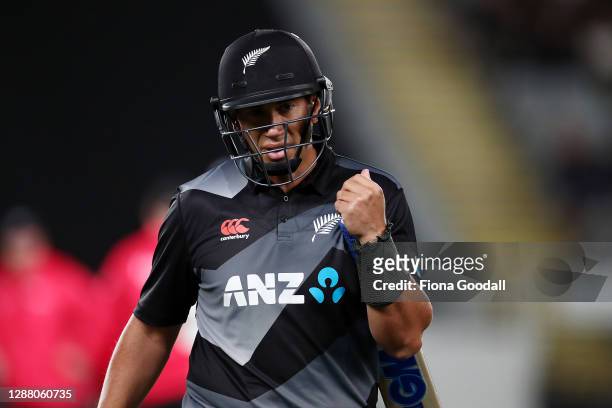 Ross Taylor of New Zealand is dismissed during game one of the International T20 series between New Zealand and the West Indies at Eden Park on...