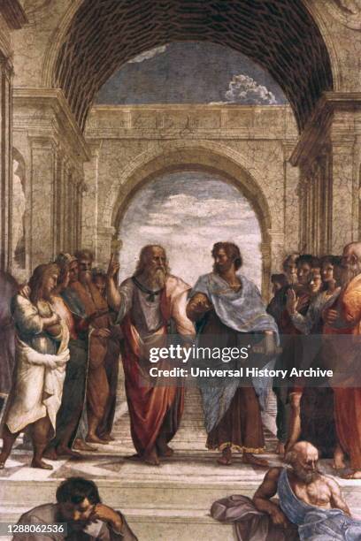 The School of Athens, detail of Plato & Aristotle', 1508-1511. Artist: Raphael. Raphael was an Italian painter and architect of the High Renaissance....