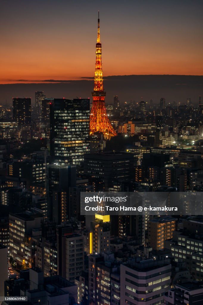 City buildings and Tokyo Tower in Tokyo of Japan