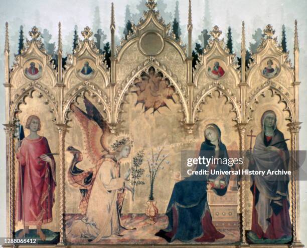 The Annunciation and Two Saints', 1333. Artist: Simone Martini. The altarpiece was executed between 1329 and 1333 for the chapel of Sant' Ansano of...