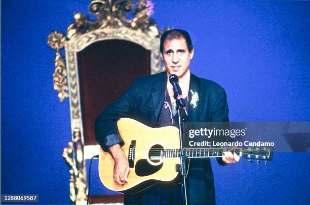 Italian singer Adriano Celentano performing live, Milan, Italy, 4th November 1991.