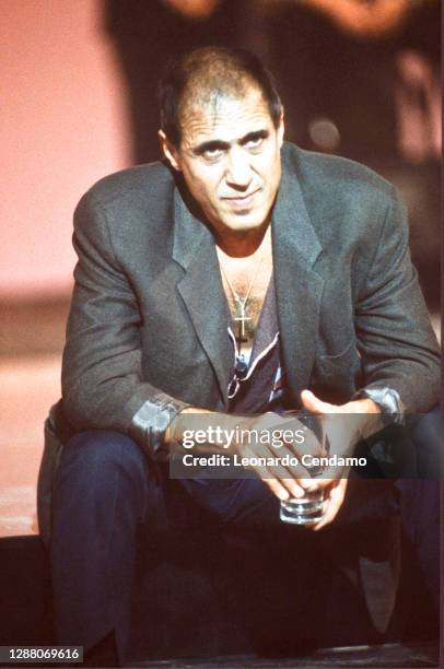 Italian singer Adriano Celentano performing live, Milan, Italy, 4th November 1991.