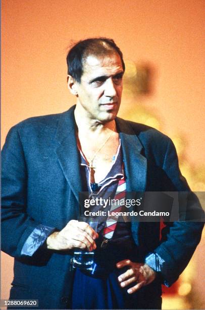 Italian singer Adriano Celentano performing live, Milan, Italy, 4th November 1991.