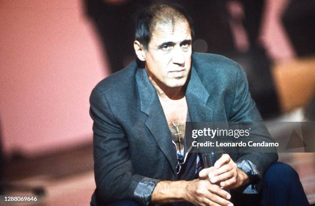 Italian singer Adriano Celentano performing live, Milan, Italy, 4th November 1991.